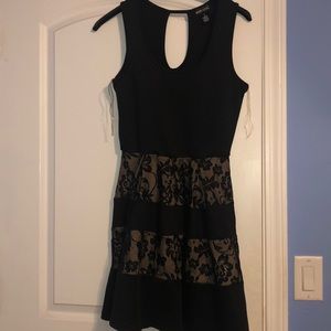 Black Dress with Tan Lace Stripes